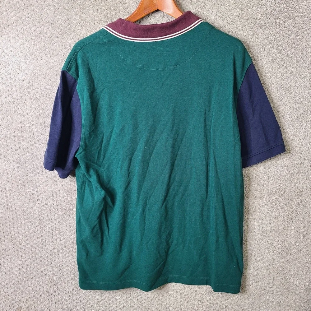 Banana Republic Shirt Mens L Green Blue Red Colorblock Polo Cotton Short Sleeve
